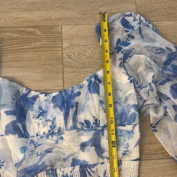 NWT Hello Molly Calendar Girl Dress L 8 Floral Blue and White Women's Dress - Picture 7 of 14